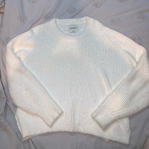 White faux fur sweater